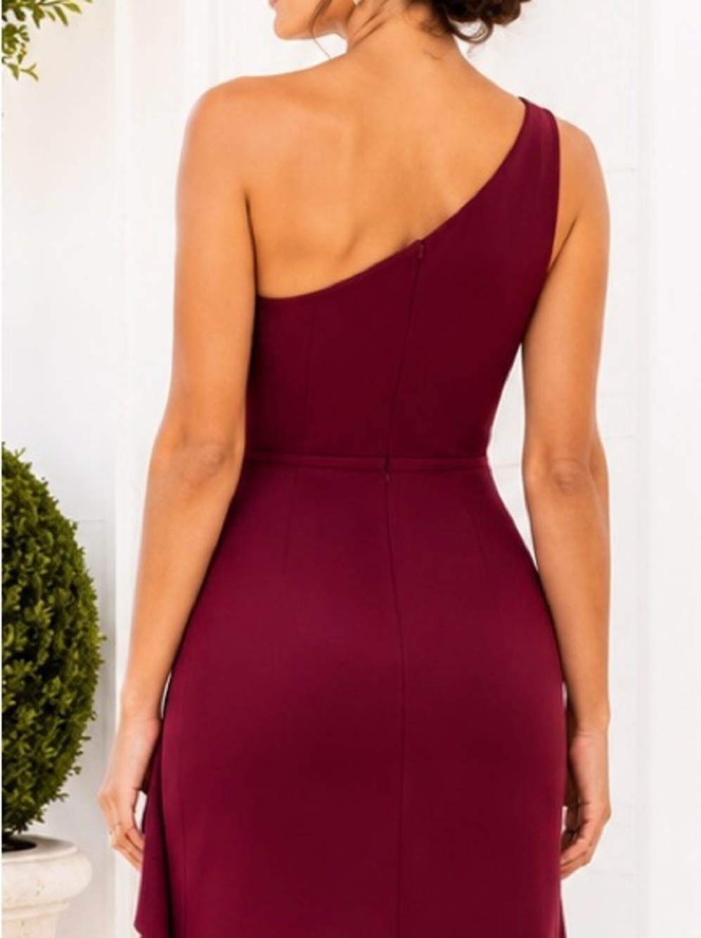 Ieena for Mac Duggal 49089 Berry One Shoulder Ruffle Gown Size 6 - Picture 5 of 7